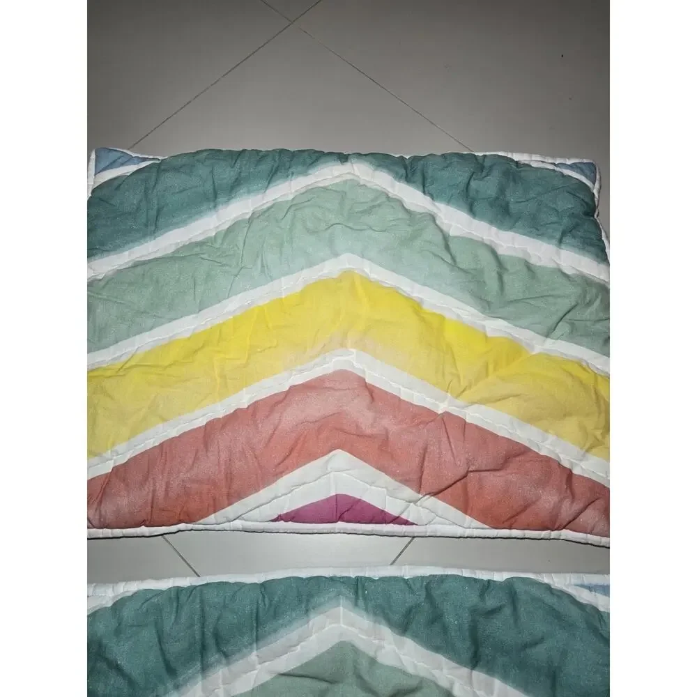 Pottery Barn Teen Pillow Shams Set of 2 Rainbow Colorful Fluffy Quilted Soft